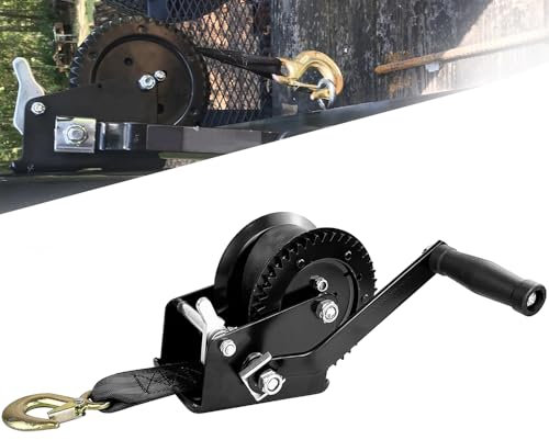 YIYITOOLS Treuil manuel robuste pour remorque de bateau de 725,7 kg, avec cliquet à 2 voies