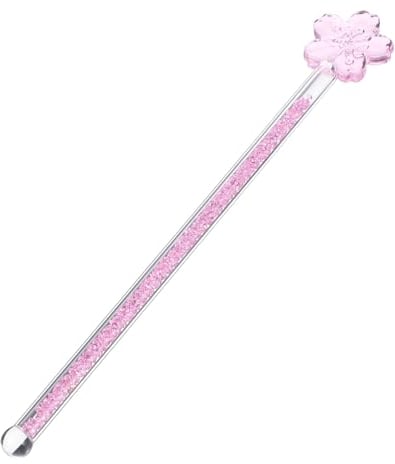 Mikinona Pink Flower Glass Stirrer Long Handle Heat-Resistant Beverage Mixing Rod for Coffee Juice and Cocktail Preparation