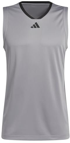 adidas Men's Basketball Legends Tank, Grey Three/Black, L