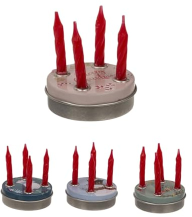 Mini-Adventskranz, 4 Minikerzen mit Sockel,