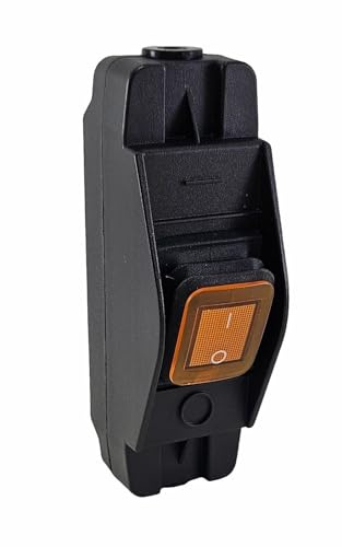 Geräte Schnurschalter in schwarz, robustes Gehäuse mit auswechselbarem, wasserdichtem Wippschalter Ein-Aus 16A 250V~, gelb beleuchtet