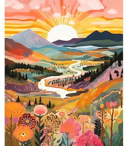 YALKIN Paint by Numbers Kits for Adults, Landscape Painting by Number Kits On Canvas,Without Frame DIY Color Oil Painting Acrylic Paints,Home Wall Decor 16x20in/40x50cm