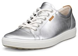 ECCO Damen Soft 7 430003 Nubuck Metallic Silver Trainer