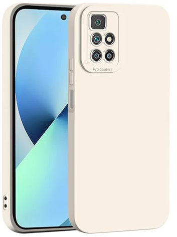 ILING Liquide Silicone Coque pour Xiaomi Redmi Note 10 4G/Redmi Note 10S/POCO M5s, Simple Couleur Unie Très Mince Mat Élégant Housse, Doux TPU Bumper Antichoc Anti-Rayures Femme Étui (Blanc)