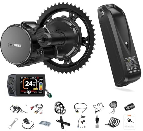 BAFANG Mittelmotor 48V 250W BBS01B Ebike Umbausatz mit 48V13Ah Unterrohr-Batterie und Multifunktions EKD01 Display, CAN Version G340 8fun Motor für BB68mm Mountainbike Rennrad Pendlerfahrrad DIY Kit