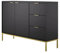 Home Collective Kommode mit 3 Schubladen und 2 Schränken, modernes Sideboard, Stahlrahmen Schwarz und Gold