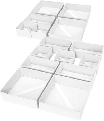 DIMJ Schubladen Ordnungssystem - Schubladen Organizer, 12 Stück Aufbewahrungsbox Stoff Faltbare Unterwäsche Organizer, Kleiderschrank Organizer für Kleidung, Socken, Krawatten, Kaffeefarbe