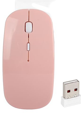 Vikye Kabellose Maus, 2,4 G, Geräuschlose, Schlanke Maus mit USB-Empfänger, Tragbare Computermäuse für PC, Tablet, Laptop mit USB-Empfänger (PINK)