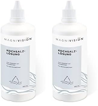 MAGNIVISION Kochsalzlösung, 360ml Kochsalzlösung für Kontaktlinsen, zum Abspülen von weichen & harten Kontaktlinsen, boratfrei, Made in Europe (Packung mit 2)