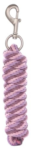 Merauno® Führstrick für Pferd - Anbindestrick in verschiedenen stylischen Designs, Führleine, Anbindeseil Pony, Esel, Ziege lang Strick mit Karabinerhaken Rosa Violett