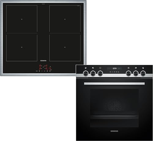 Siemens iQ500 Einbauherd Set mit Induktionskochfeld 60 x 60 cm EQ522DB1ZM | Schnellaufheizung, Automatisch zu perfekten Ergebnissen, Gleichmäßige Hitzeverteilung, Für eine schnelle Reinigung