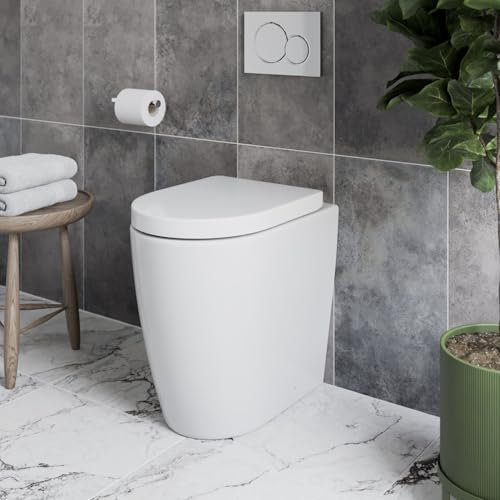 Affine® Comfort Height Rimless Back to Wall BTW Toilet WC Pan & Soft Close Seat, Toilets for Modern Bathrooms