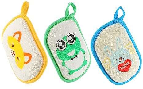 TOVINANNA 3pcs Boys and Girls Cartoon Shower Scrubber Soft Bath Towel for Toddlers Comfortable and Bath Sponge Safe for Sensitive Skin for Boy Girl and Boy Girl Random Style