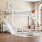 YEHTOKHOME Lit superposé en Bois avec Toboggan et étagères, Multifonctionnel lit avec escalier et Garde-Corps, Moderne lit avec sommier à Lattes,Blanc(sans Matelas) (140x200cm)