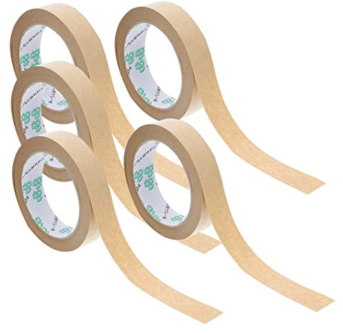 KICHOUSE 5 Stück Kartonverschlussband Aus Kraftpapier Wasserfrei Zum Verpacken Und Verschließen Von Boxen Praktisches Papierband (24mm*30m)