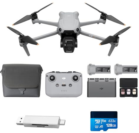 DJI Air 3S Fly More Combo (RC-N3) Bundle, Drohne mit 1“ CMOS Weitwinkel- & mittlerer Telekamera, 4K/60fps HDR Video, omnidirektionale Hinderniserkennung bei Nacht und 3 Akkus für längere Flugzeit