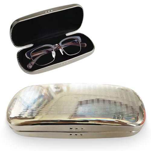 wlertcop Silber Brillenetui Hardcase, Aluminium Brillen Etui Hart, Metall Sonnenbrillen Etui, Silbernes Hartschalenetui aus Metall für Sonnenbrillen, Sportbrillen und Presbyope für Männer und Frauen