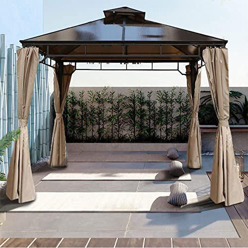 CMOLVUR Tente tonnelle 3 x 3 m avec double auvent, jardin, parois latérales en aluminium, rideaux en maille, pergola, abri de jardin