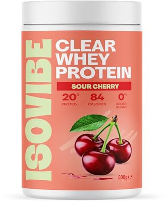 Isovibe Clear Whey Protein Powder Sour Cherry (20 Servings) Refreshing Protein Water | Zero Added Sugar | High Protein 20g Per Serving