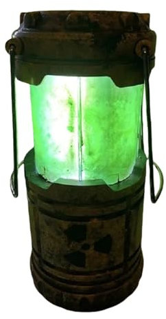 Lanterna reattore - Lampada nucleare in miniatura, decorazione apocalittica dipinta a mano | Lampada LED compatta a batteria, ideale per cosplay, campeggio, collezionisti e appassionati di Fallout;