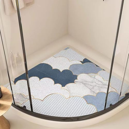 QUXVUIS Luffa Duschmatte für die Innendusche, Pflegeleichte Eckduschmatte aus PVC, rutschfeste und schimmelresistente Viertelkreis Duschmatte, E, 60 * 60cm