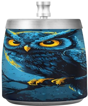 Aschenbecher Eule mit Deckel Outdoor Aschenbecher Sets für Zigaretten Terrasse Edelstahl Winddicht