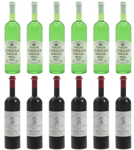FRCOLOR 12Pcs Miniature Wine Bottles Tiny House Decoration for Dollhouse Accessories Realistic Simulation Wine Bottles Kit for Mini House Decor and Photography Props