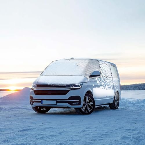 ASBHFC Thermomatte für Wohnmobil Camper und Transporter für Ford Transit (2006-2025 2026), Front- und Seitenscheiben Abdeckung, Sonnenschutz, Sichtschutz und Frostschutz,White