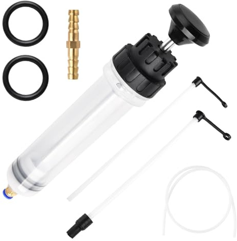LEONTOOL Pompe d’extraction de fluide automobile 200cc, seringue à huile manuelle avec un tuyau de 39 et deux tubes de pompe de transfert d’aspiration d’huile pour voitures, tondeuses à gazon