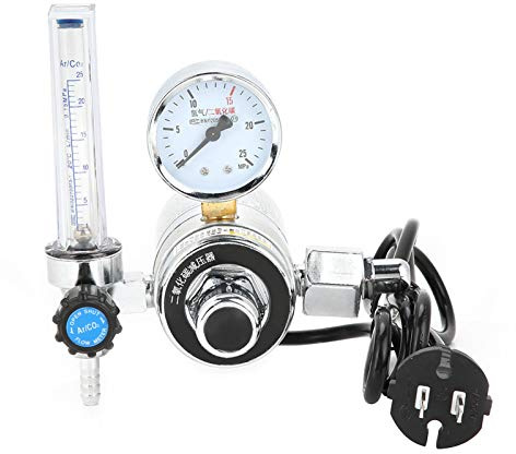CO2-Regler, Gasdruckregler aus Zinklegierung, eingebaute elektrische Heizung, CO2-Regler, Messgeräte mit Durchflussmesser für Lichtbogenschweiß- und Schneidarbeiten (220V)