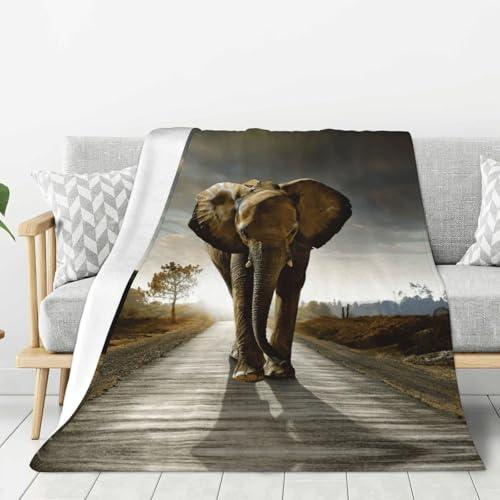 HKHLHLH 3D-Elefanten-Fleecedecke, 280 g, ultraweich, geeignet für Sofas, Betten, Stühle und Reisen.