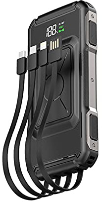 Power Bank 15W Fast Qi Wireless Charger 30000mAh 22.5W QC PD 3.0 Fast Charging Powerbank for Outdoor Camping,Black