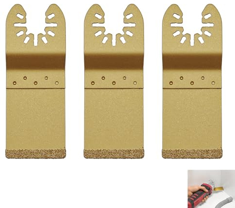 3 Pcs 35mm Carbide End Cut Multi Tool Blades, Carbide Oscillating Blades Quick Fit Chasing Plaster Removing Grout Cutting Brick Mortar, Compatible with Dewalt Stanley Worx Wolf Multitools