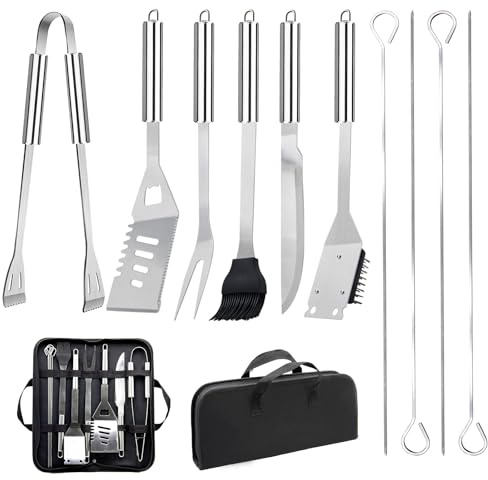 MUYFIO 11-Piece Stainless Steel BBQ Tool Set with Carry Bag | Rust-Resistant, Dishwasher Safe, Portable BBQ Accessories, For Outdoor Camping, Gifts for Men Dad BBQ Lover