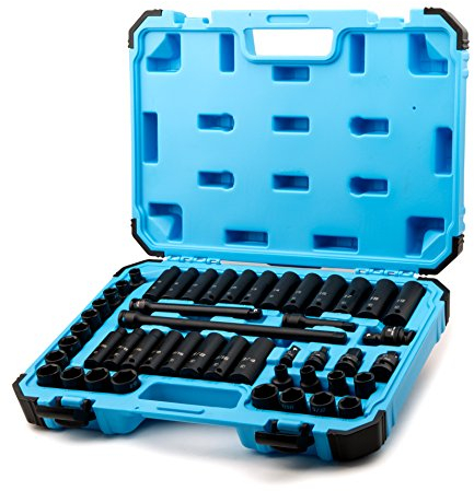 Capri Tools 3/8-Inch Drive Master Impact Socket Set with Adapters and Extensions, Premium Chrome Molybdenum Steel, 48-Piece