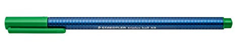 STAEDTLER 437 XB-5 VE Kugelschreiber triplus ball (ergonomischer Dreikantschaft, Linienbreite XB, Farbe grün, wischfest, Kartonetui mit 10 Kugelschreibern)