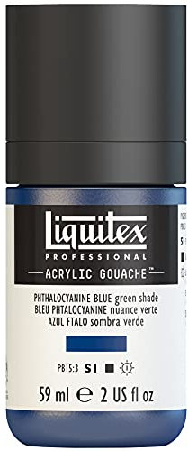 Liquitex 2059316 Professional Acryl Gouache - Phthaloblau (Grünton) , 59ml Flasche, matt - Acrylfarbe mit Gouache Eigenschaften, Hochdeckend, Wasserfest & Lichtecht