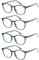 Kerecsen 4 Pack Retro Round Reading Glasses Men Women Spring Hinges Lightweight Quality Readers (0.75, 4 Pack Blue)