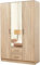 Harmin SONOMA OAK MIRRORED 3 DOOR SOFT CLOSE WARDROBE - 46.5cm x 113.5cm x 180cm(depth x width x height)