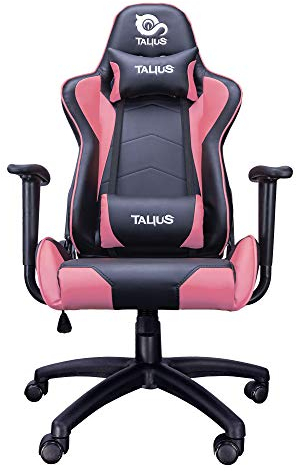 Talius Gecko V2 - Silla Gaming Rosa y Negra con Cuero, Ergonomía, Basculante, Alta Densidad y Nylon (Pink)