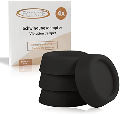 ECENCE Schwingungsdämpfer Waschmaschine 4er Set Vibrationsdämpfer Gummi-Füße Schwarz für Trockner, Geschirrspüler, Anti-Rutsch-Füße, Antivibrationspads