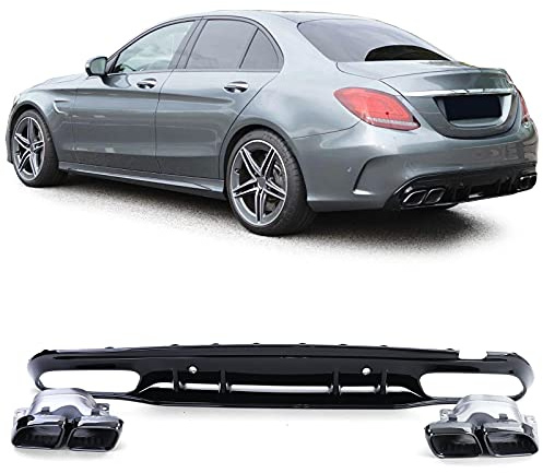 Sport Heckdiffusor mit Endrohren Schwarz für Mercedes C Klasse W205 S205 2018-21