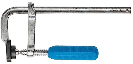 HÖGERT TECHNIK - Abrazaderas de tornillo de sujeción de 200 mm x 80 mm, abrazaderas F, abrazadera de acero inoxidable, fuerza de sujeción 200 kg, abrazaderas para fijación precisa de piezas de