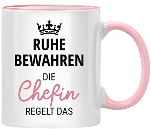 Ruhe bewahren die Chefin regelt das Tasse, Beste Chefin Geschenke, Lieblingskollegin, Kollegin Abschied Spruch, Abschiedsgeschenk Kollegen Jobwechsel