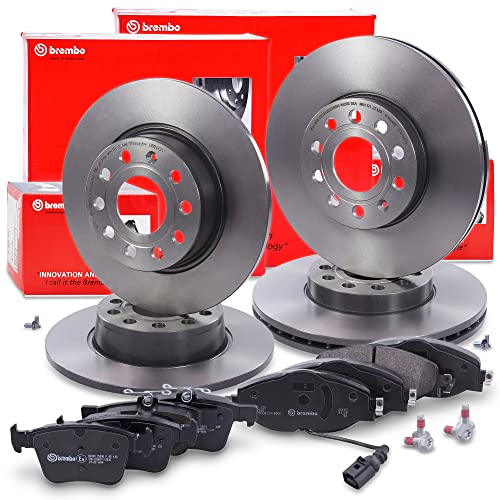 BREMBO Coated Disc Line Bremsenset inkl. Bremsscheiben Vorne Ø 288 mm Belüftet+ Hinten Ø 272 mm Voll + Bremsbeläge Vorne und Hinten + Verschleißkontakt