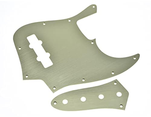 KAISH Aluminium-eloxiertes 4-saitiges Jazz J Bass Schlagbrett mit Metall-JB Kontrollplatte und Schrauben für amerikanische/mexikanische Fender Jazz Bass Gold