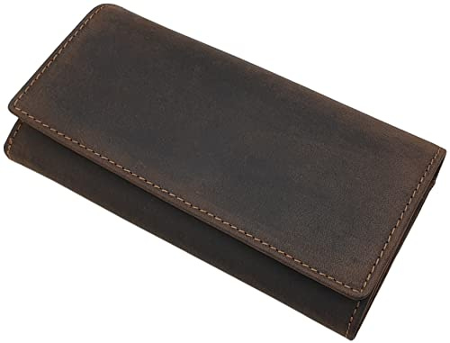 Große Büffel-Vollleder Damen Geldbörse (Ohne Motiv/Braun) | RFID & NFC Schutz, Geldbeutel, Portemonnaie, Geldtasche