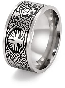 SIPURIS Baum des Lebens Ring für Herren, Odins Rabe, Vintage, Wikinger, keltischer Knoten, Ringe für Männer und Frauen, Teenager, Edelstahl, Amulett, Schmuck, Größe 7–13, 11, Edelstahl, Kein Edelstein