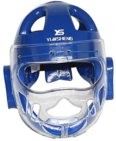Amagogo Erwachsene Kopfbedeckung Sport Kopfschutz Weiche Kopfbedeckung MMA Kampfsport Gesichtsschutz für Taekwondo Training Boxen Muay Thai, Blau, l