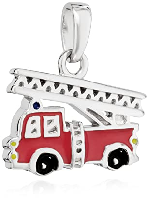 NKlaus Kettenanhänger Feuerwehr 925 Silber lackiert rhodiniert 11x14mm Amulett 13495